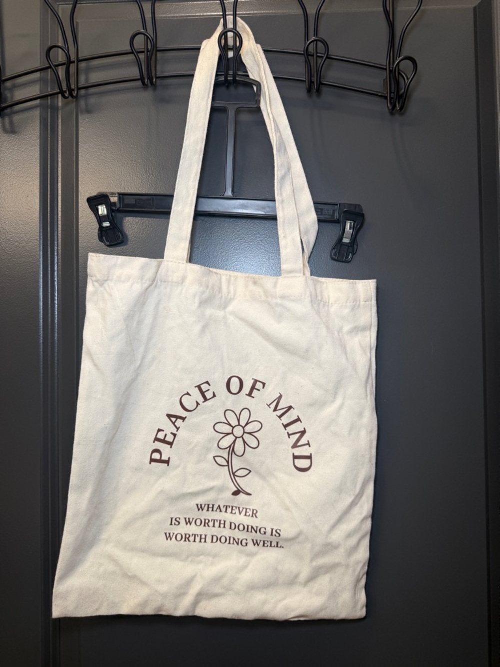 Peace of Mind Cream Canvas Tote Bag